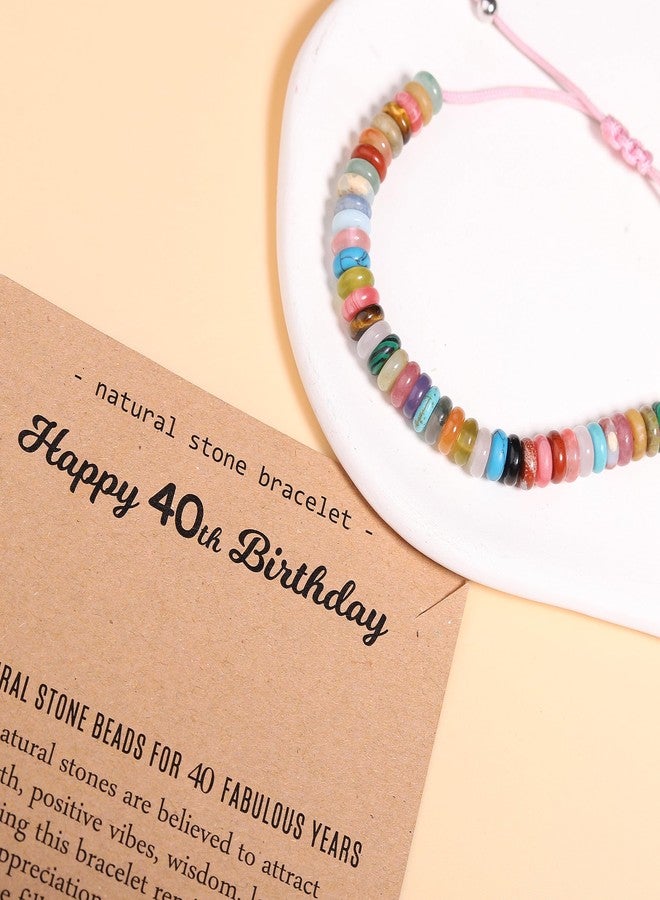 Korotho 40th Birthday Gifts Women Unique 40th Year Old Milestone Birthday Bracelets, Happy Turning 40th Bday Gift for Forty 40 Yr Old Women Friends Natural Crystal Beads Bracelet Jewelry for Her - Image 2